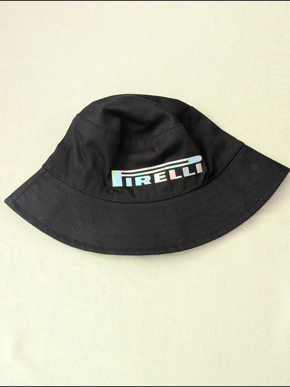 Pirelli Black Bucket Hat One Size Solid Men Logo Official Merchandise